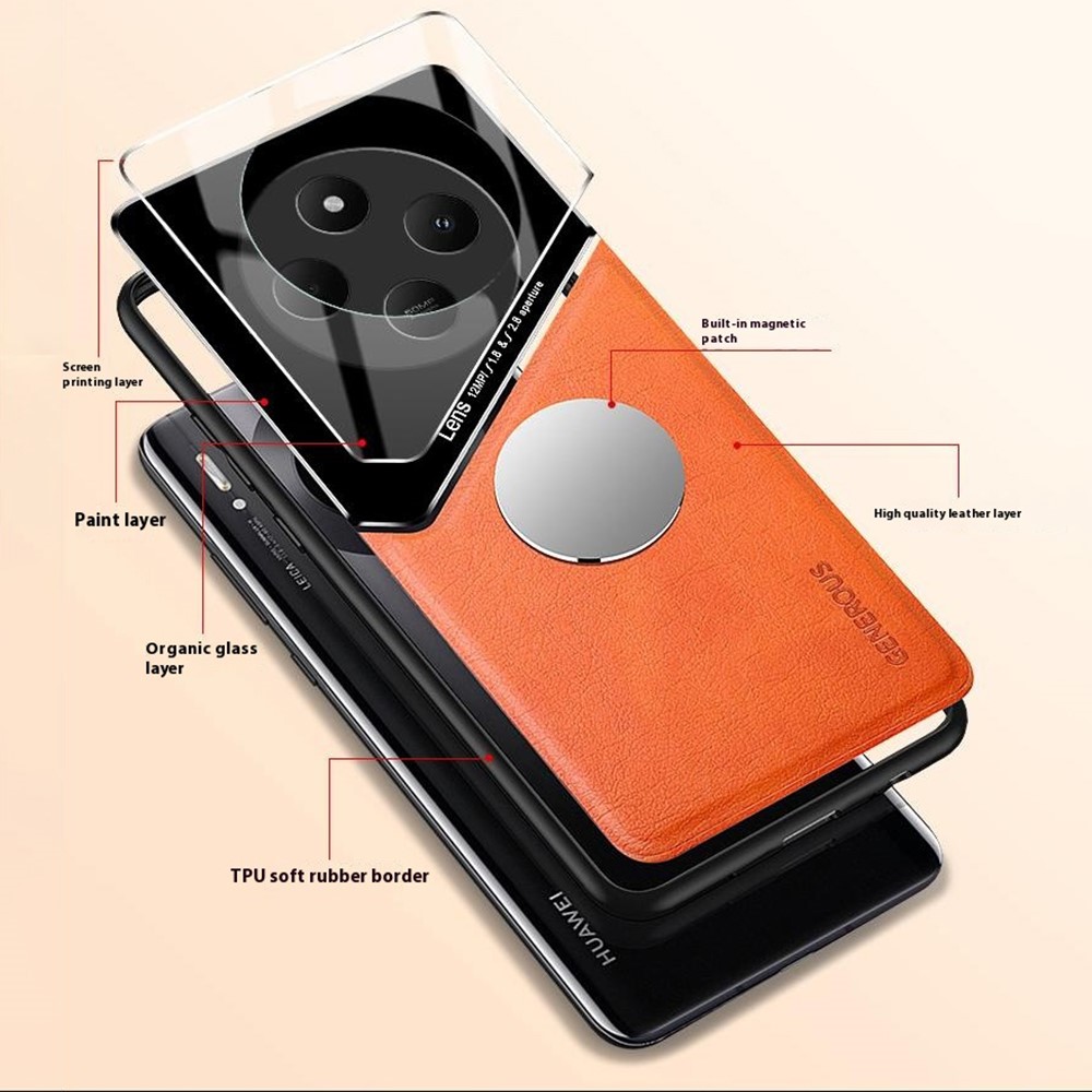  Xiaomi Redmi 14C Skal Med Inbyggd Magnetplatta Läder Orange