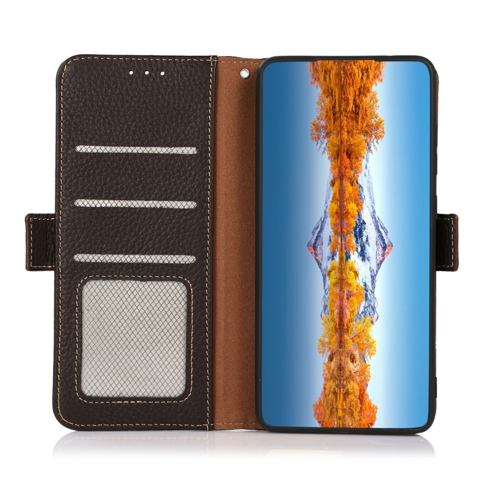 KHAZNEH KHAZNEH Motorola Edge 50 Fodral RFID Äkta Läder Brun