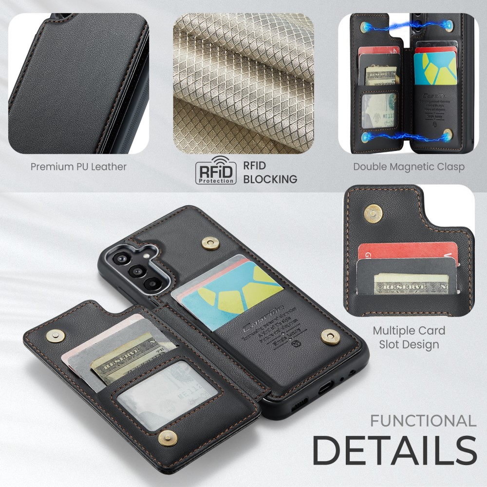 CASEME CASEME Samsung Galaxy A16 Skal RFID Kickstand Plånbok Svart