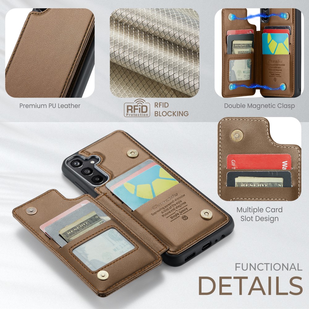 CASEME CASEME Samsung Galaxy A16 Skal RFID Kickstand Plånbok Brun