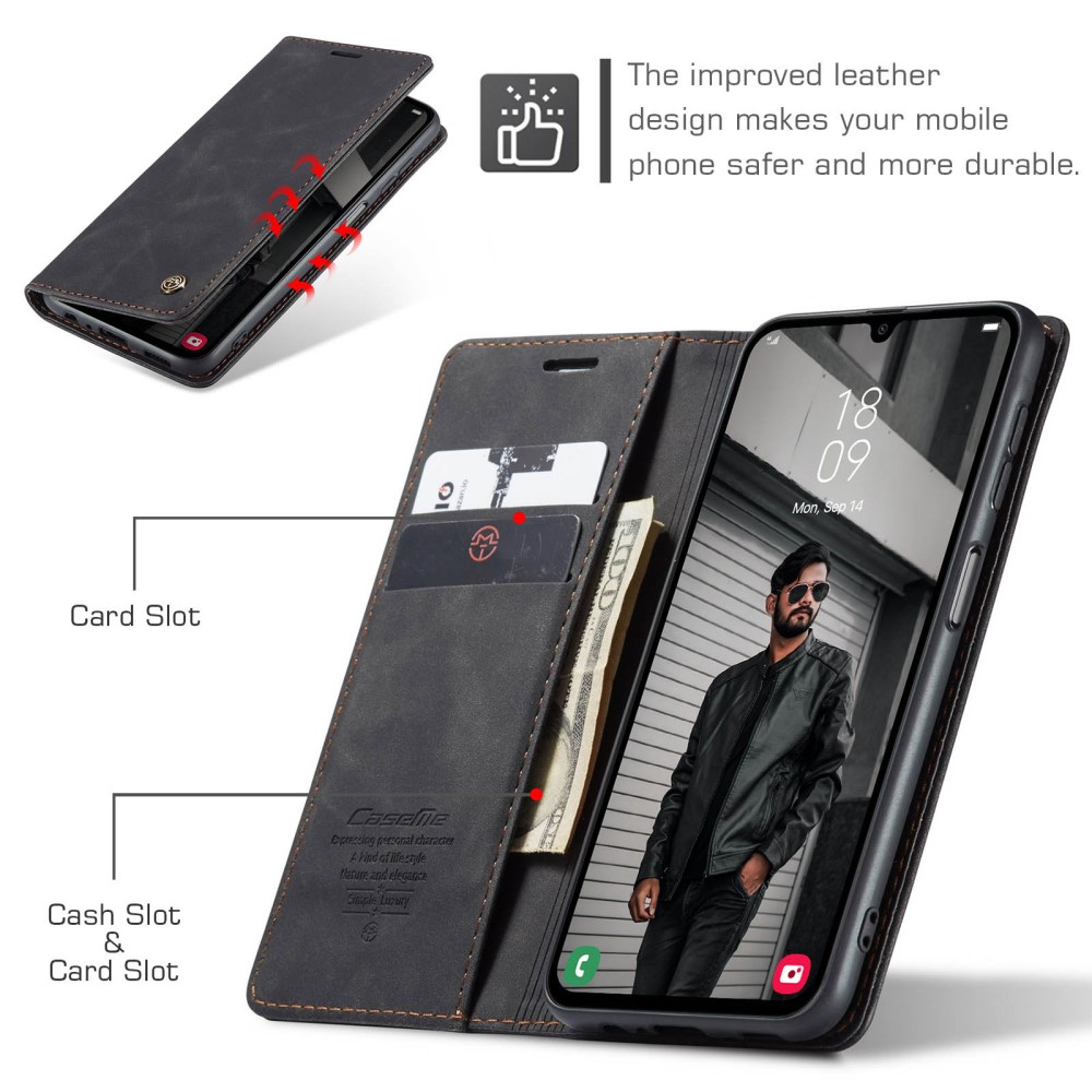 CASEME CASEME Samsung Galaxy A16 Fodral Flip Retro Läder Svart
