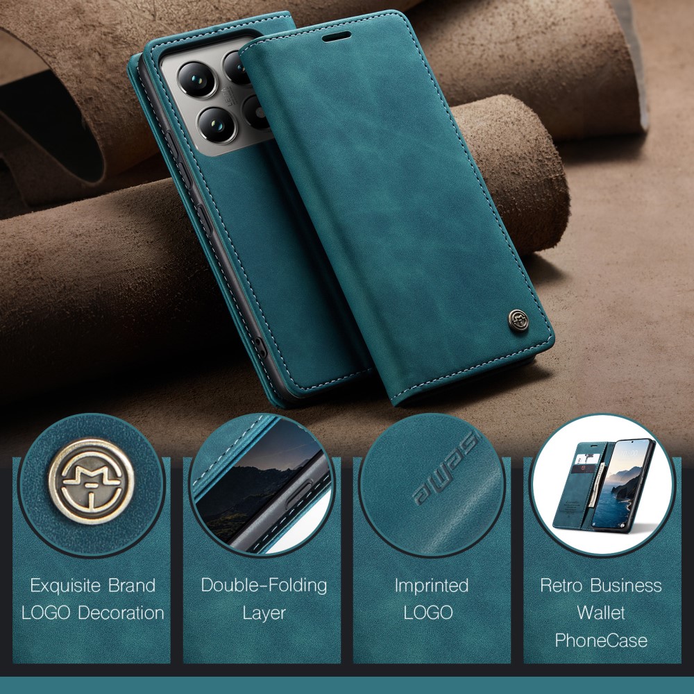 CASEME CASEME Xiaomi 14T Pro Fodral Flip Läder Blå