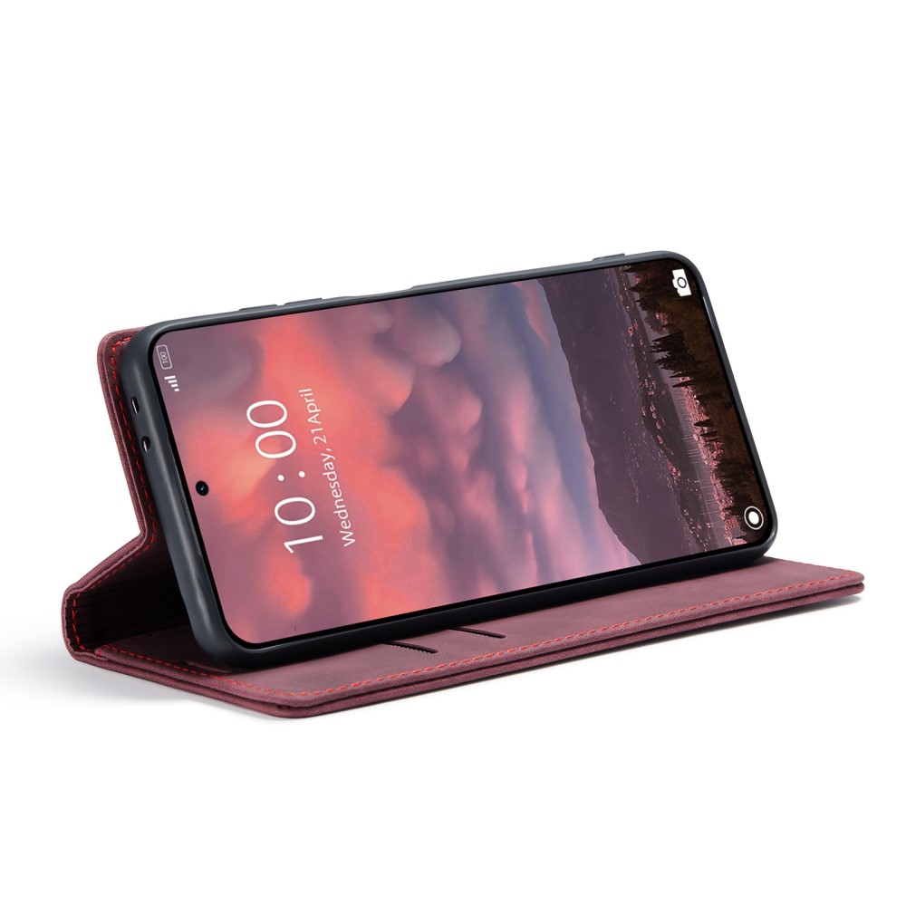 CASEME CASEME Xiaomi 14T Pro Fodral Flip Läder Vinröd