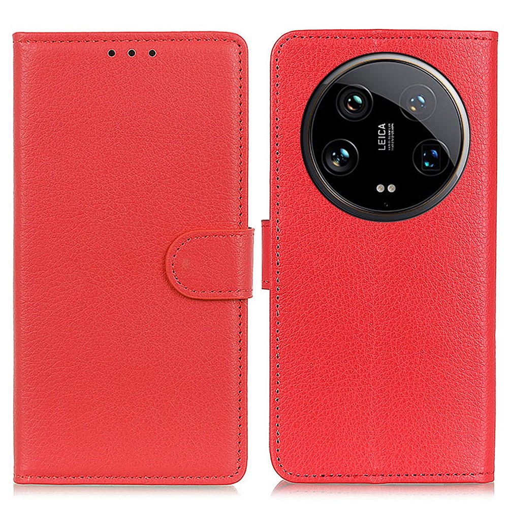  Xiaomi 14 Ultra Fodral Litchi Läder Röd
