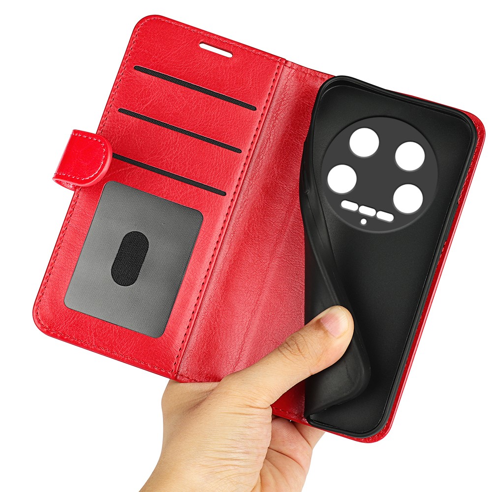  Xiaomi 14 Ultra Fodral Crazy Horse Läder Röd