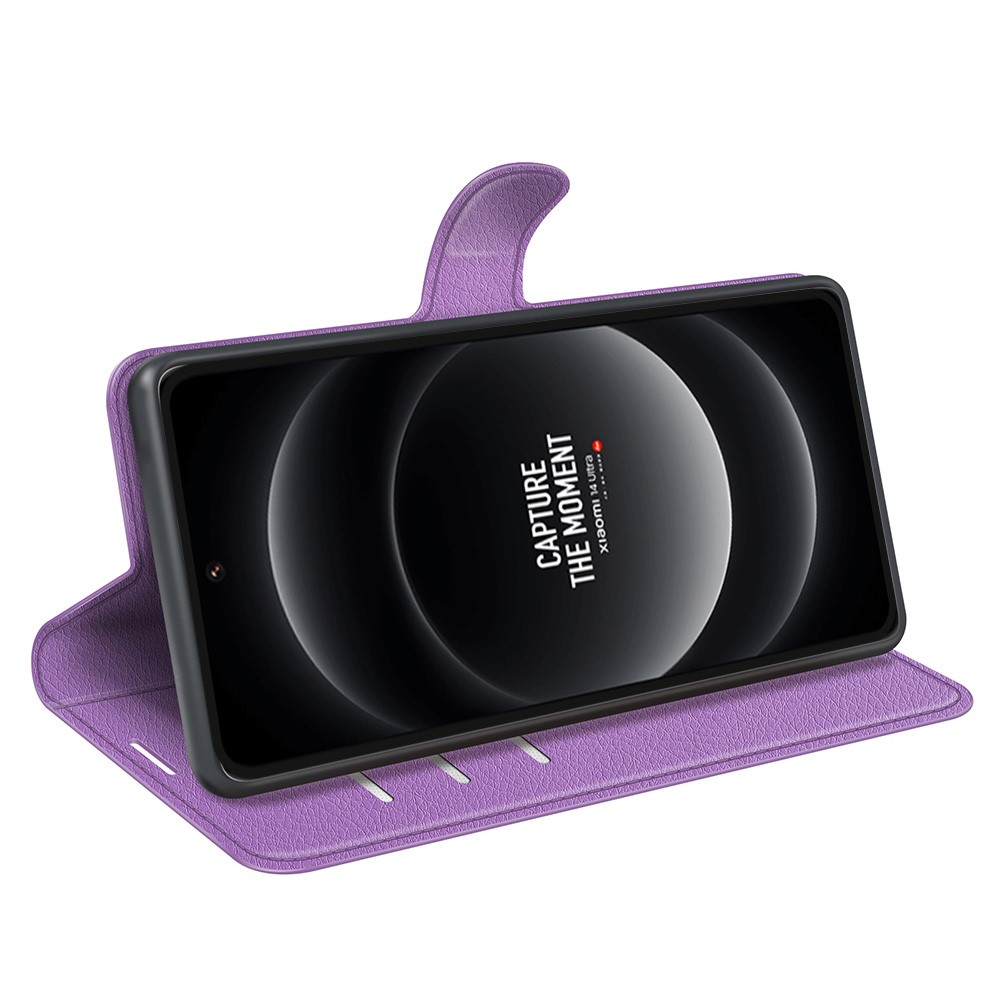  Xiaomi 14 Ultra Fodral Litchi Läder Lila
