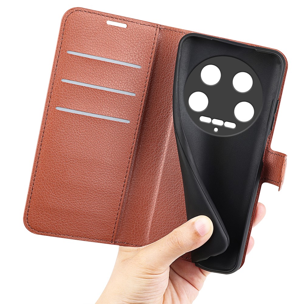  Xiaomi 14 Ultra Fodral Litchi Läder Brun