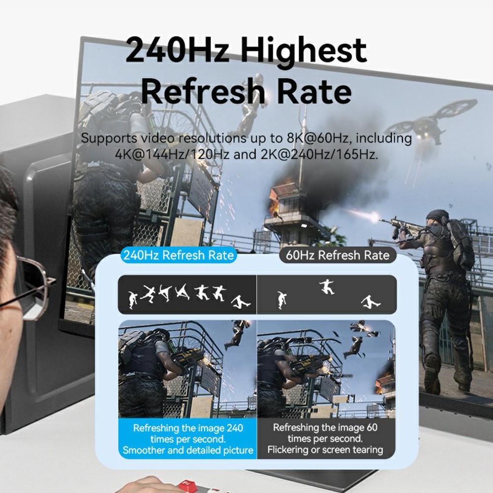  2 m Mini DisplayPort Hane 8k 60Hz / 4K 144Hz Kabel Svart