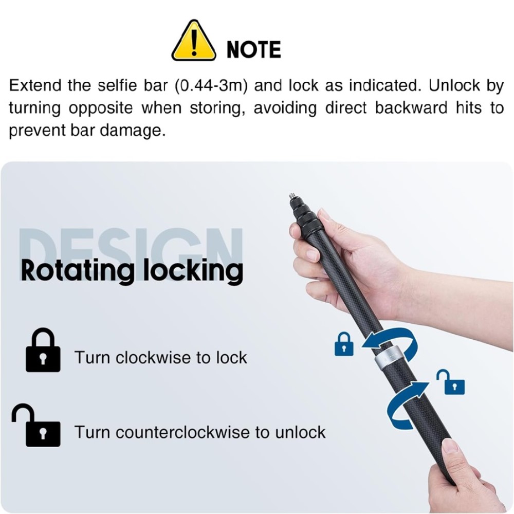  Selfiestick För Actionkamera 3 m Svart