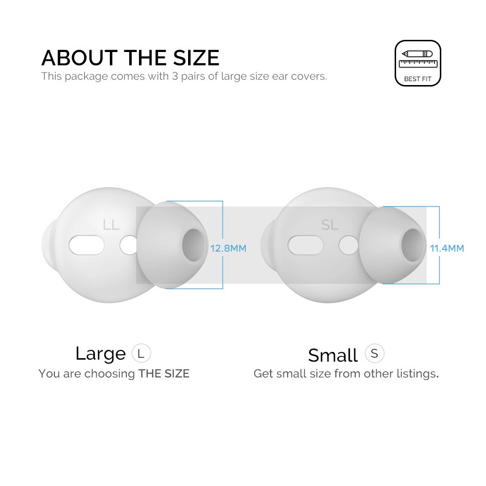 AHASTYLE AHASTYLE AirPods 2/1 3-PACK Öronpluggar Silikon Storlek L Vit