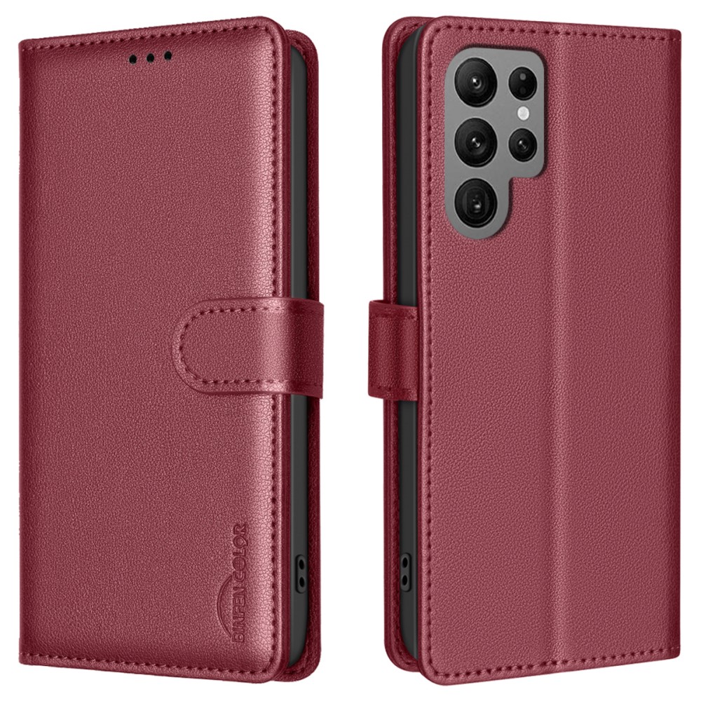  Samsung Galaxy S25 Ultra Fodral Läder RFID Röd