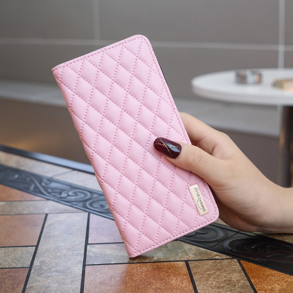 BINFEN BINFEN Galaxy S25 Ultra Fodral Flip Diamond Läder Rosa