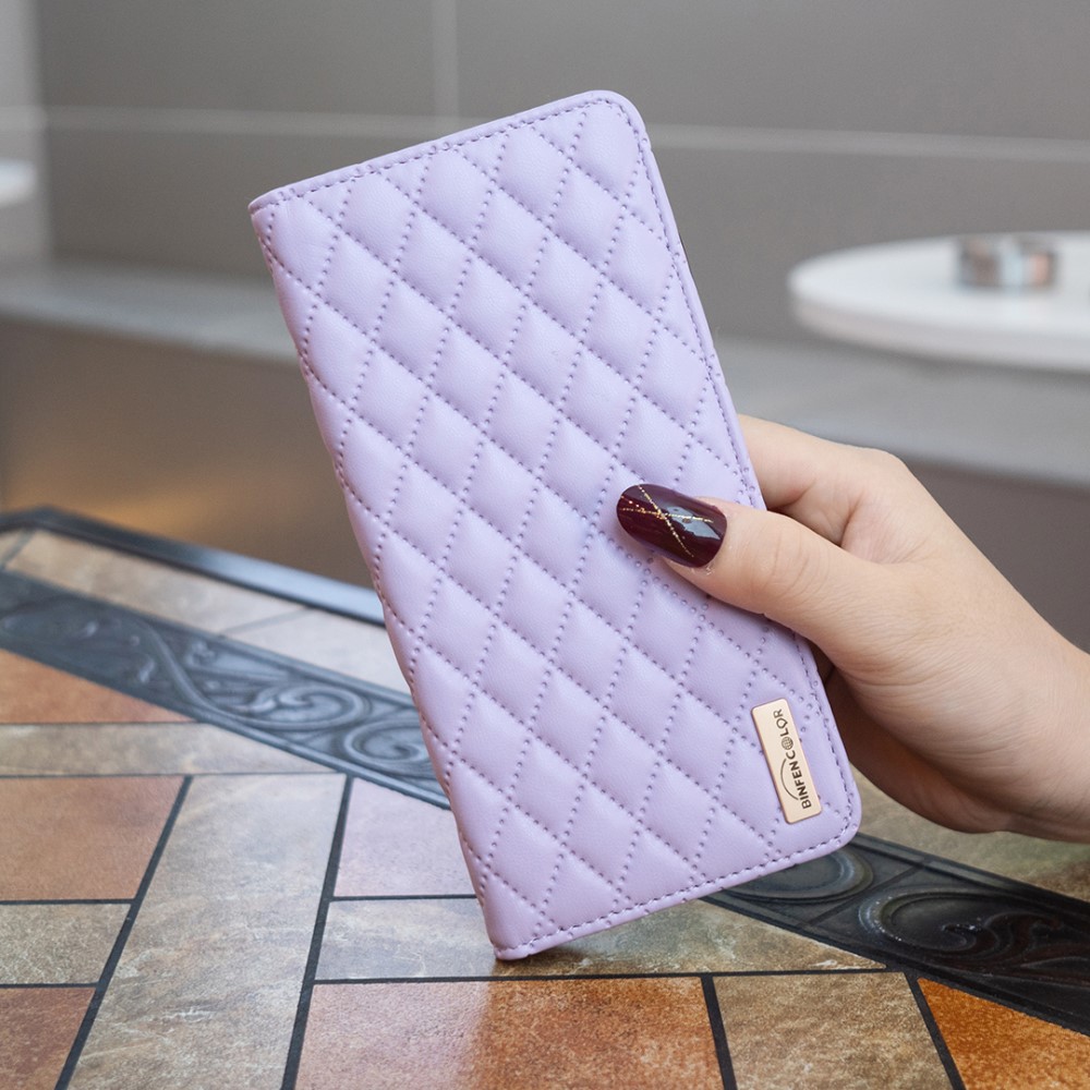 BINFEN BINFEN Galaxy S25 Ultra Fodral Flip Diamond Läder Lila