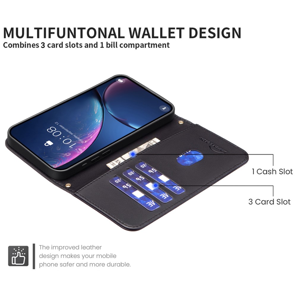  Samsung Galaxy S25 Ultra Fodral Läder Rutor Svart