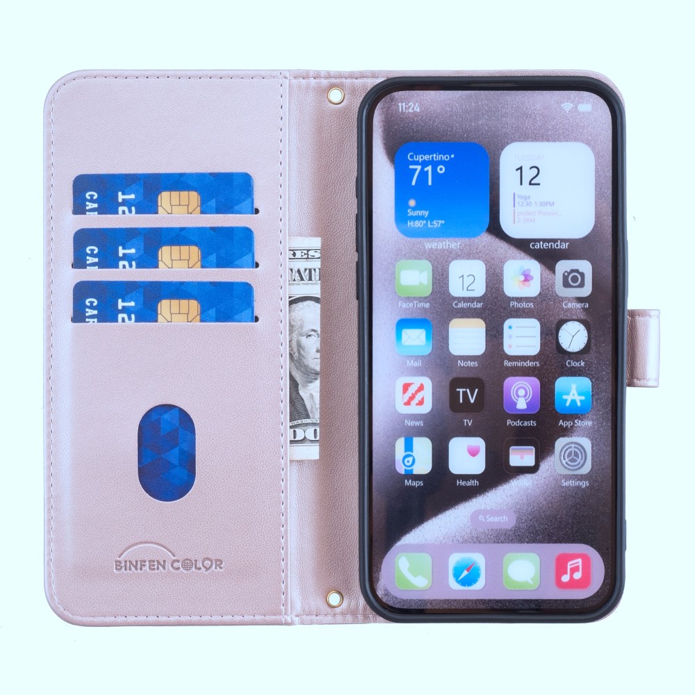  Samsung Galaxy S25 Ultra Fodral Läder Rutor Roséguld