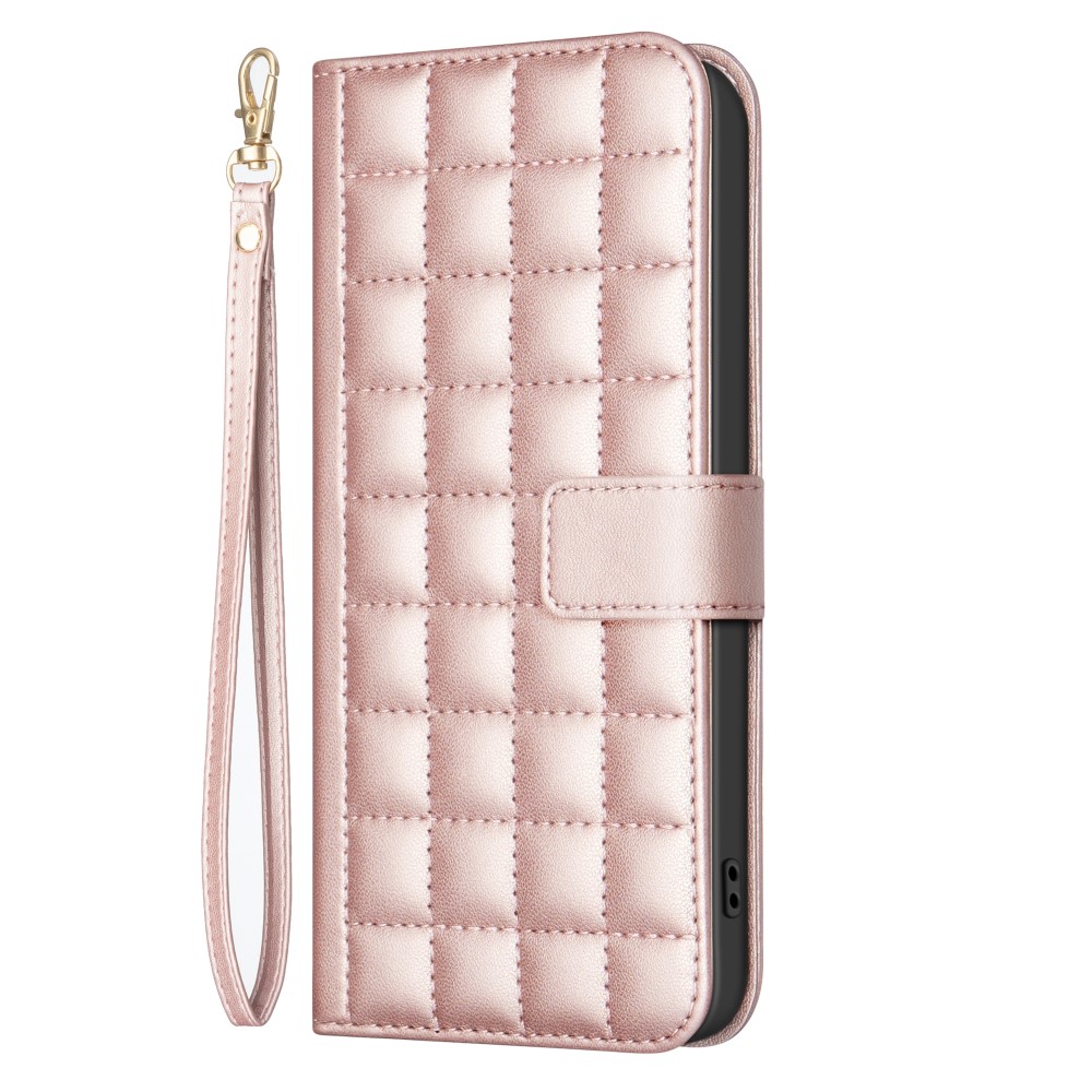  Samsung Galaxy S25 Ultra Fodral Läder Rutor Roséguld