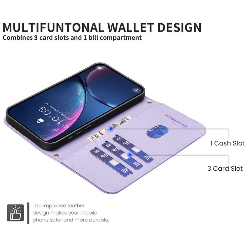  Samsung Galaxy S25 Ultra Fodral Läder Rutor Lila