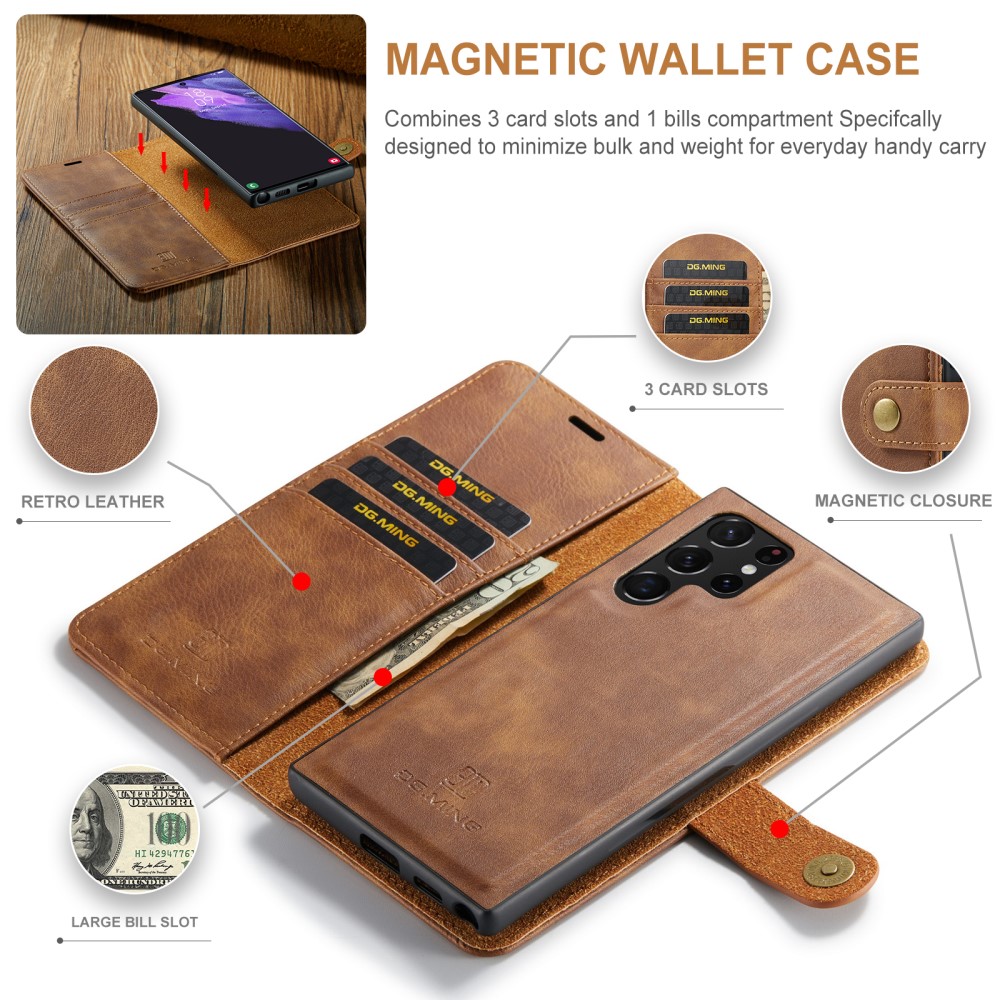 DG.MING DG.MING Galaxy S25 Ultra 2in1 Magnet Fodral / Skal Brun