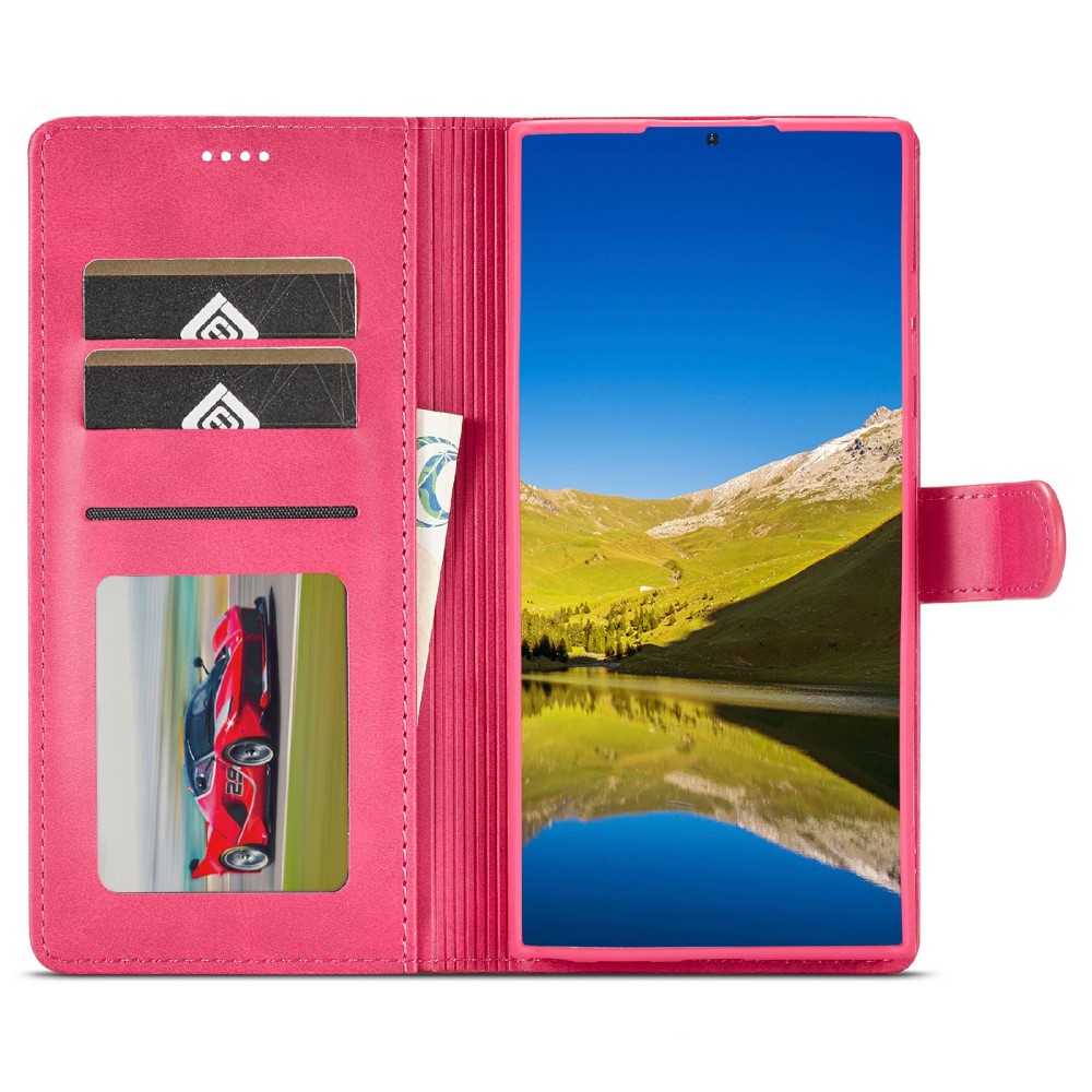 LC.IMEEKE LC.IMEEKE Samsung Galaxy S25 Ultra Fodral Läder Rosa/Röd