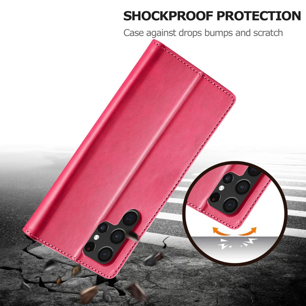 LC.IMEEKE LC.IMEEKE Samsung Galaxy S25 Ultra Fodral Läder Rosa/Röd