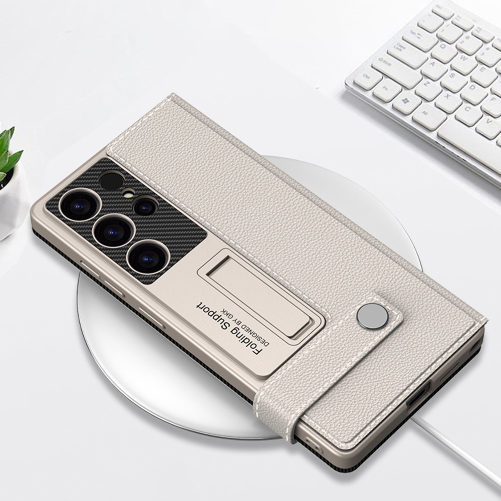 GKK GKK Galaxy S25 Ultra Fodral Kickstand Läder Svart