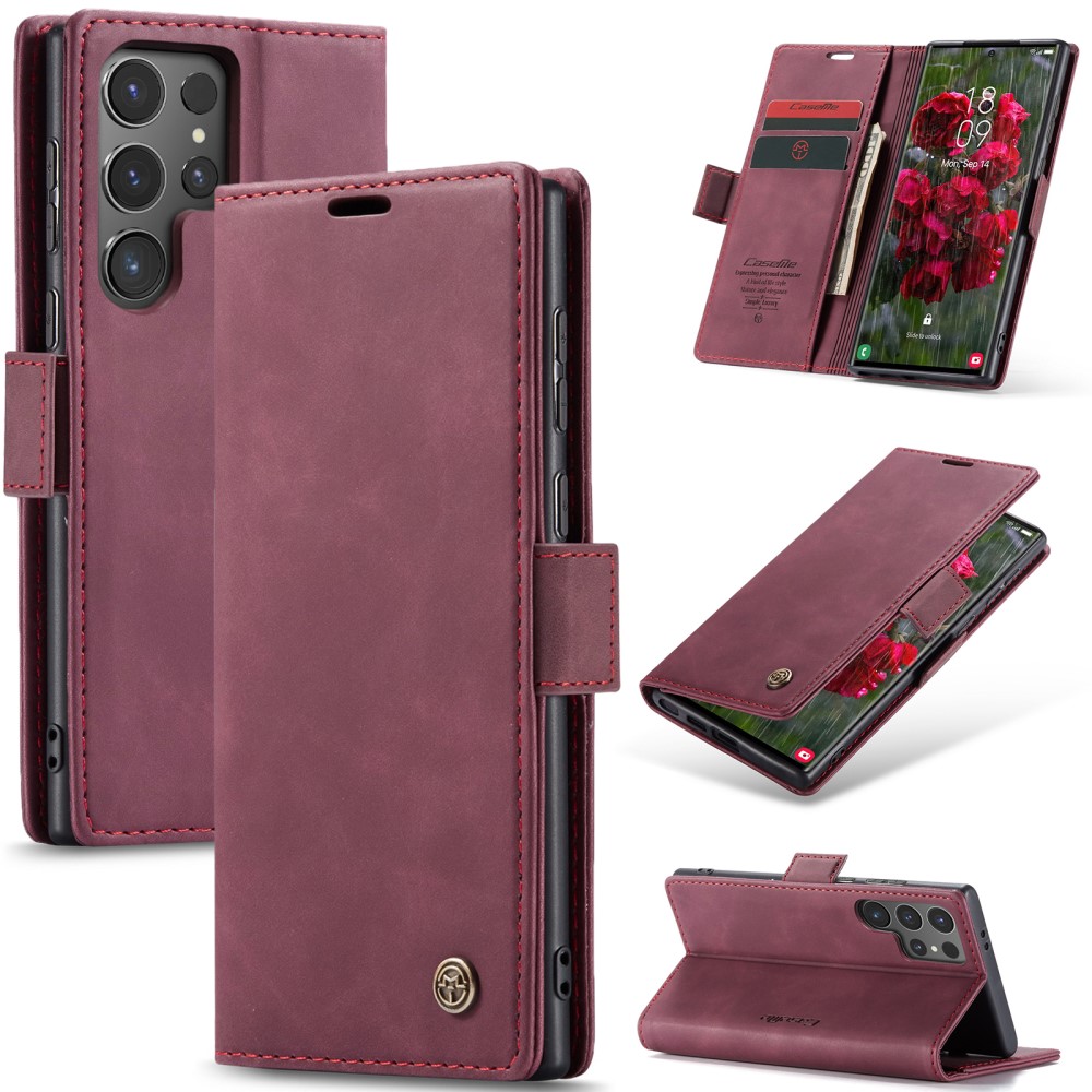CASEME CASEME Samsung Galaxy S25 Ultra Fodral Retro Läder Röd