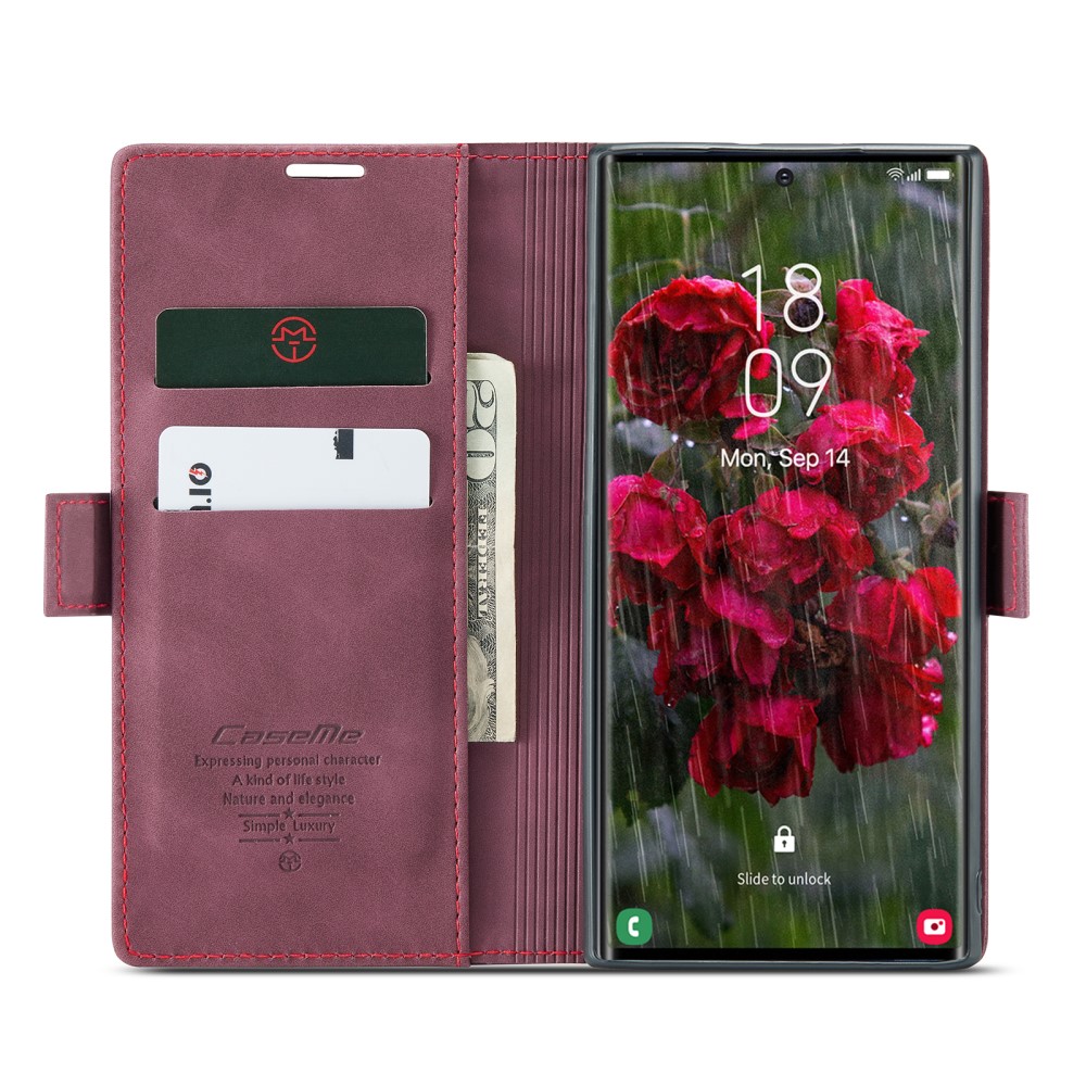 CASEME CASEME Samsung Galaxy S25 Ultra Fodral Retro Läder Röd