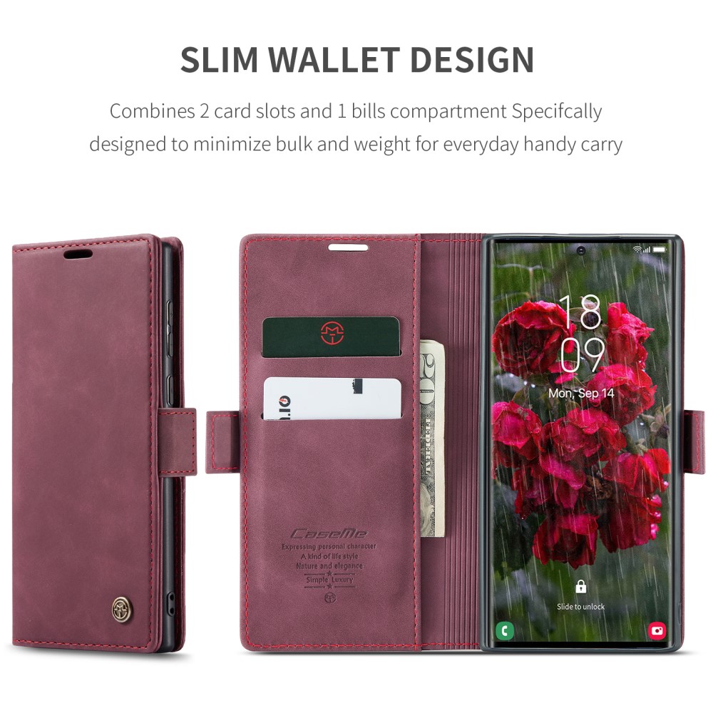 CASEME CASEME Samsung Galaxy S25 Ultra Fodral Retro Läder Röd