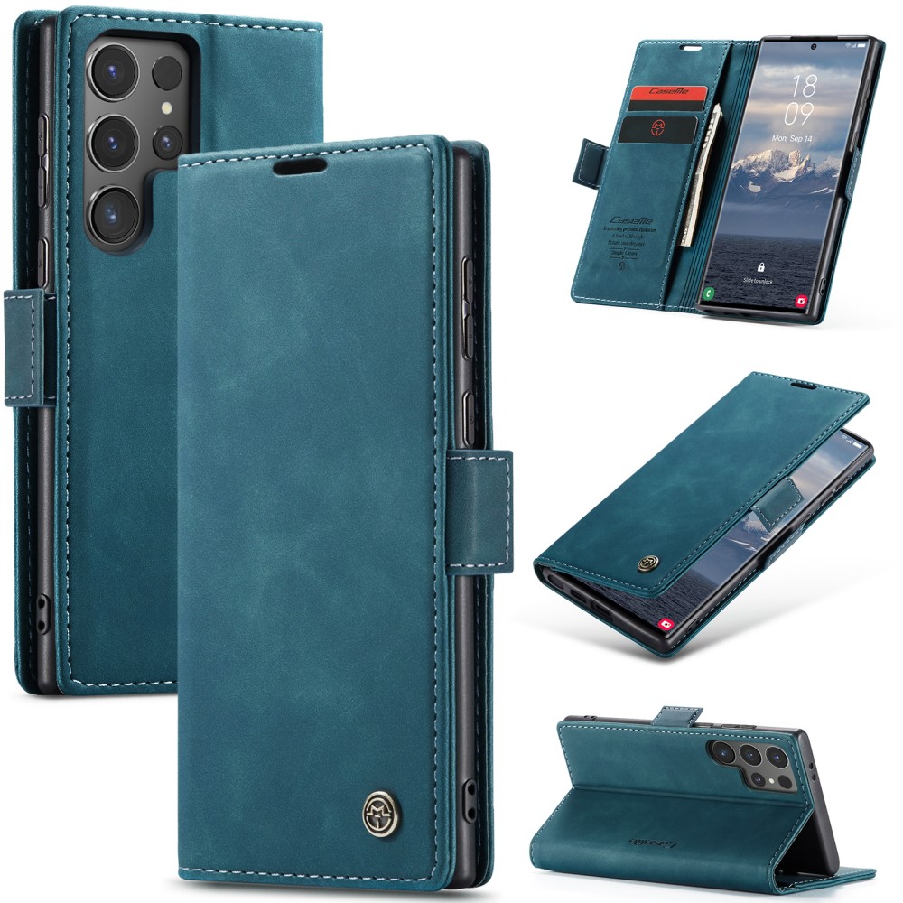 CASEME CASEME Samsung Galaxy S25 Ultra Fodral Retro Läder Blå