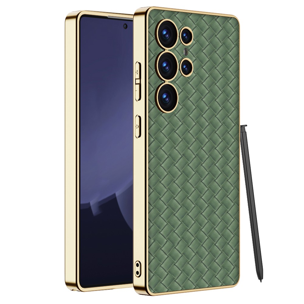 GKK GKK Samsung Galaxy S25 Ultra Skal Vävd Hybrid Läder Grön