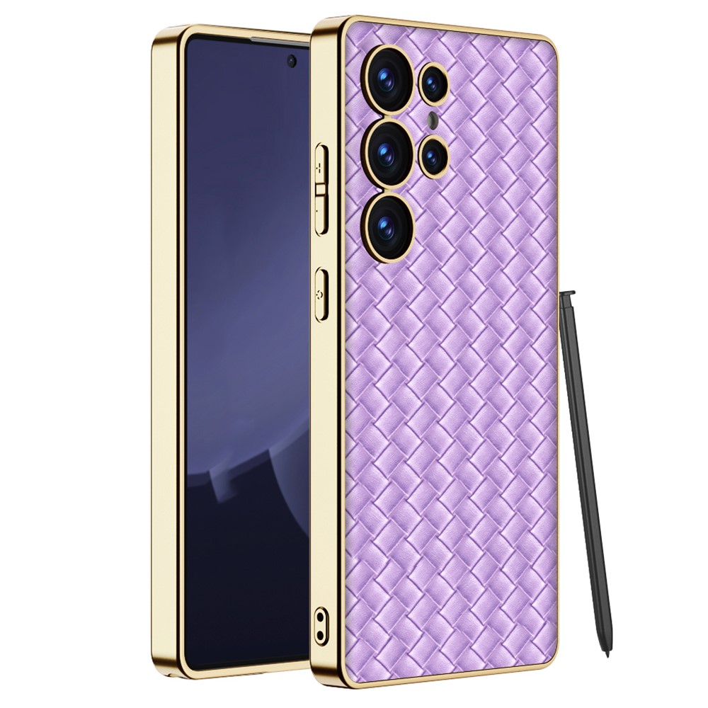 GKK GKK Samsung Galaxy S25 Ultra Skal Vävd Hybrid Läder Lila