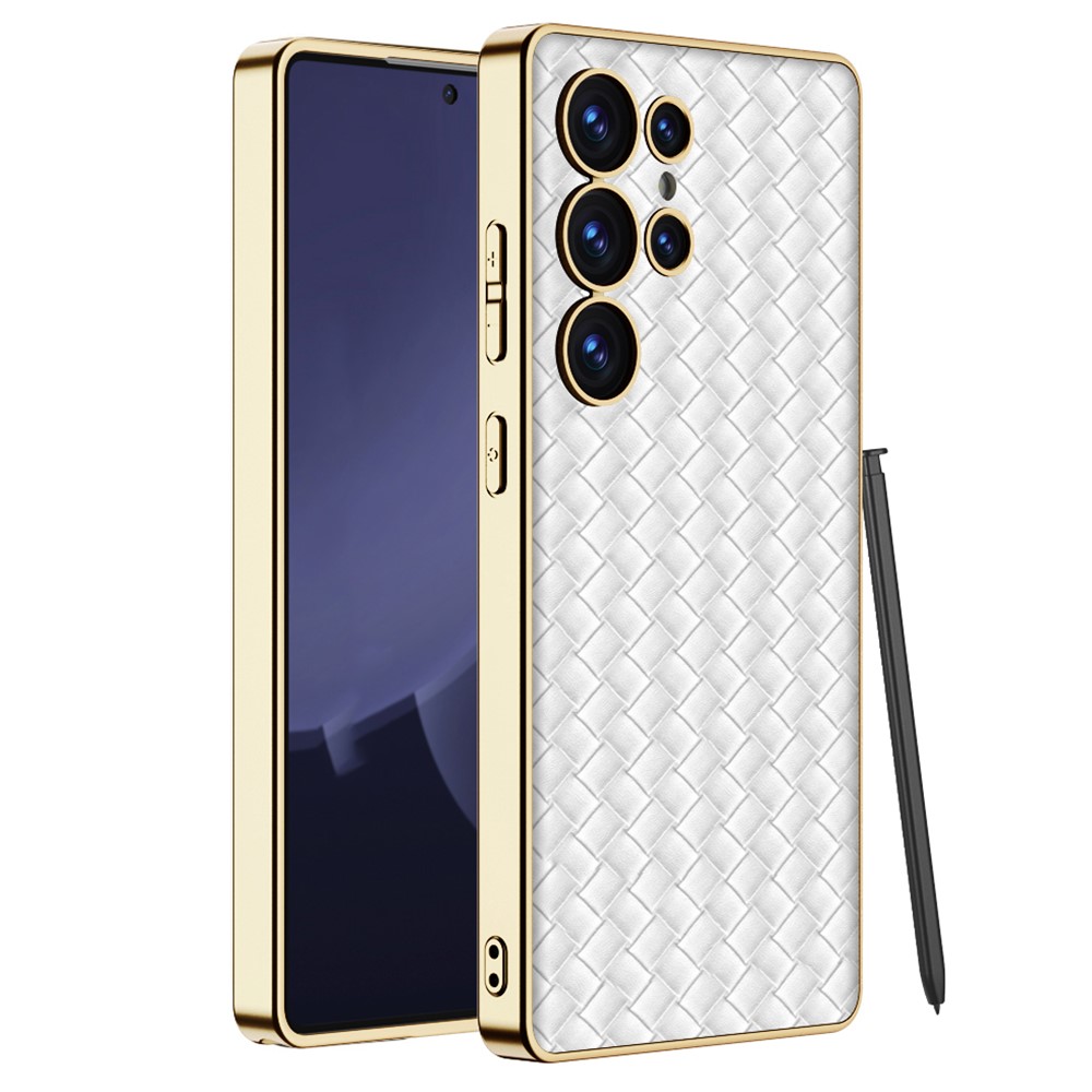 GKK GKK Samsung Galaxy S25 Ultra Skal Vävd Hybrid Läder Vit