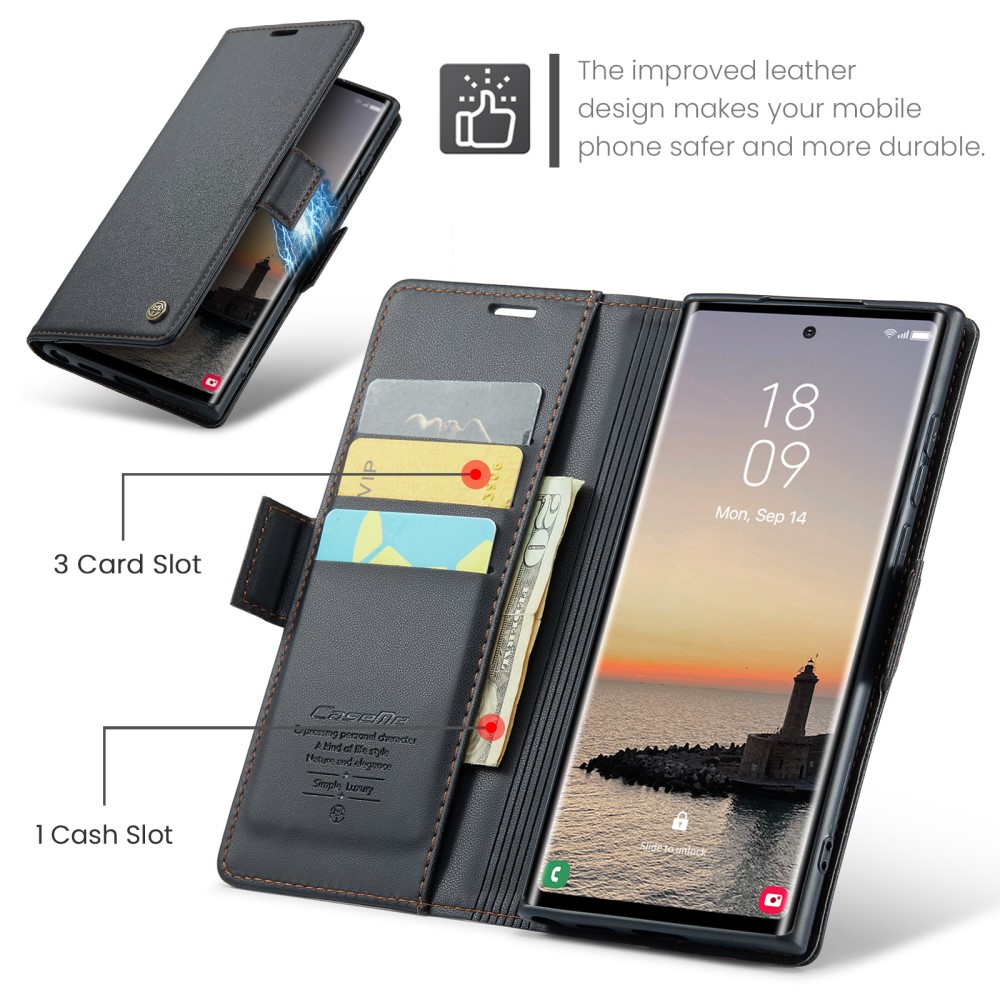 CASEME CASEME Galaxy S25 Ultra Fodral RFID Slim Läder Svart