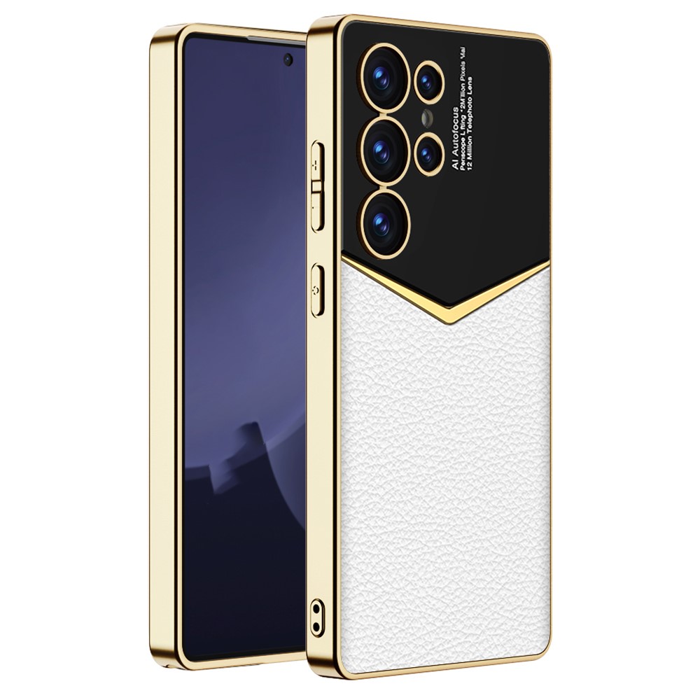 GKK GKK Galaxy S25 Ultra Skal Läder Hybrid Electroplate Vit