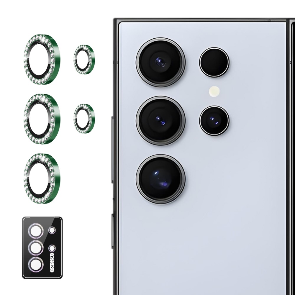 ENKAY ENKAY Galaxy S25 Ultra Linsskydd Rhinestone Grön