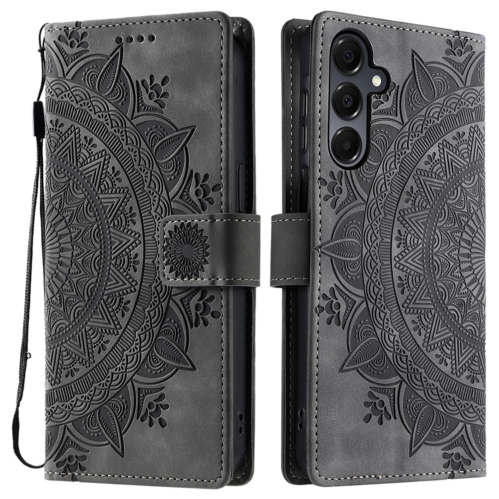  Samsung Galaxy A16 / A26 5G Fodral Mandala Läder Grå