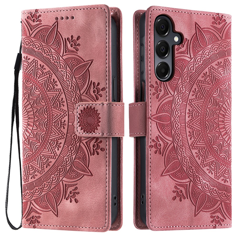  Samsung Galaxy A16 / A26 5G Fodral Mandala Läder Roséguld