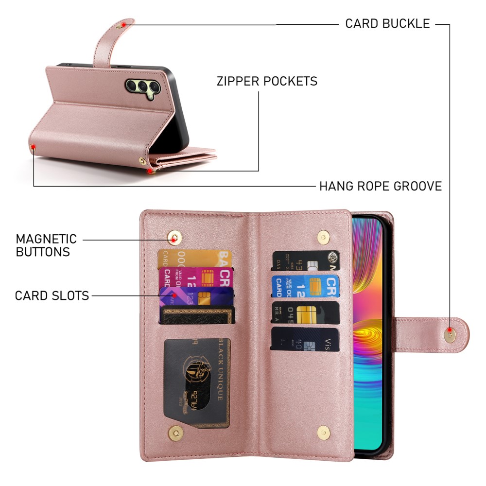  Samsung Galaxy A16 / A26 5G Fodral Med Kortfack Roséguld
