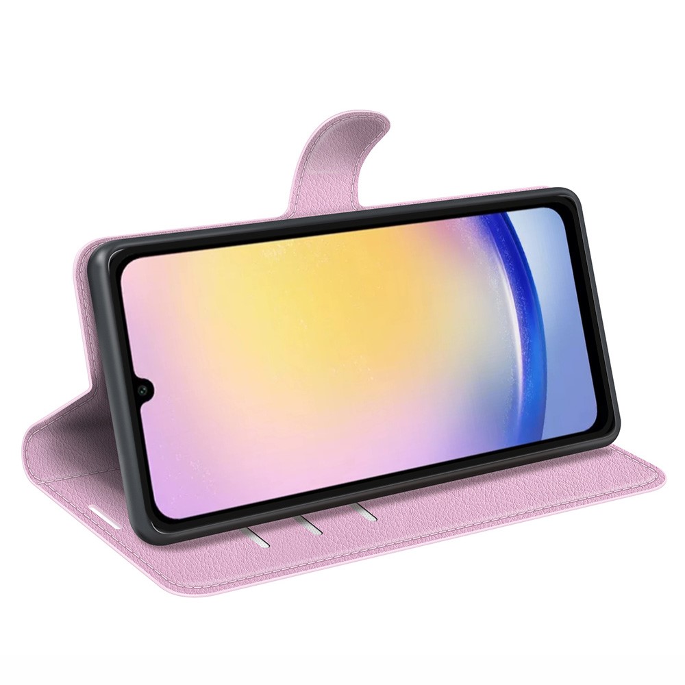  Samsung Galaxy A16 / A26 5G Fodral Litchi Läder Textur Ljus Rosa