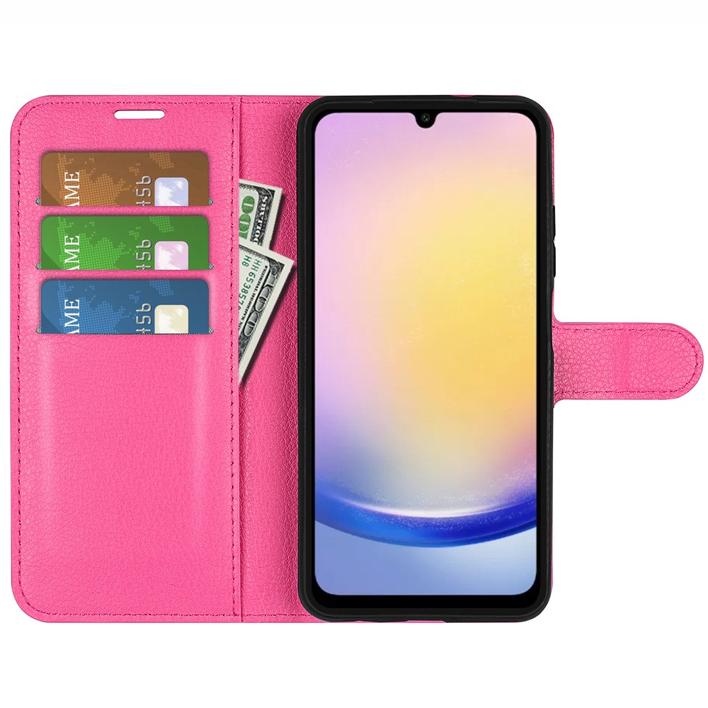  Samsung Galaxy A16 / A26 5G Fodral Litchi Läder Textur Rosa