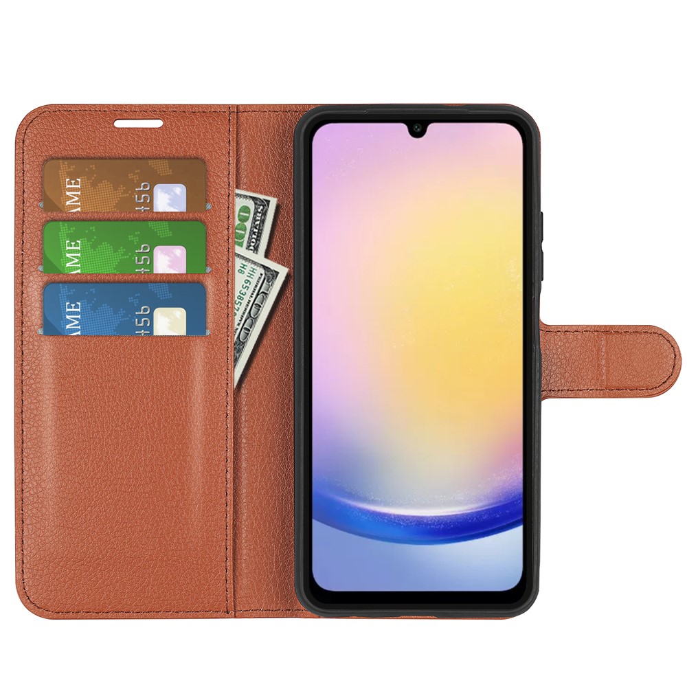  Samsung Galaxy A16 / A26 5G Fodral Litchi Läder Textur Brun