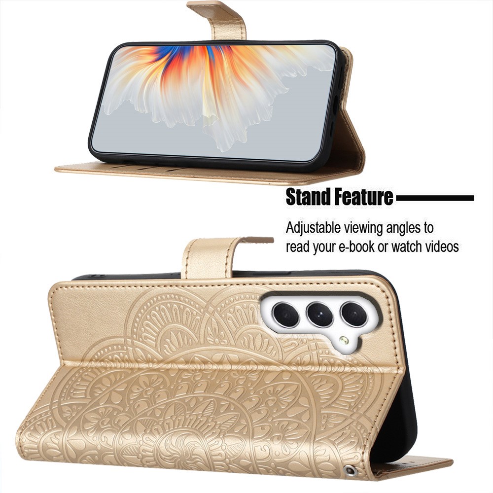  Samsung Galaxy A16 / A26 5G Fodral Mandala Läder Guld