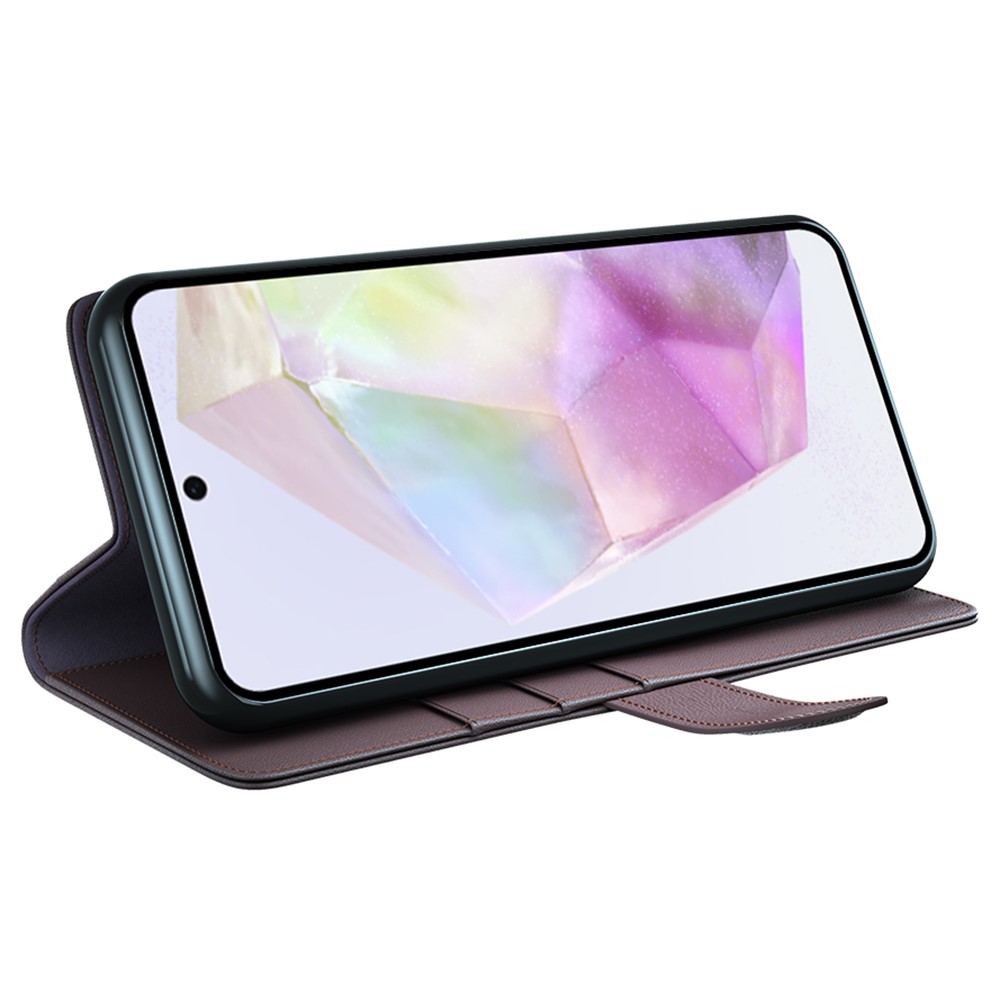  Samsung Galaxy A36 5G/A56 5G Fodral Premium Äkta Läder Brun