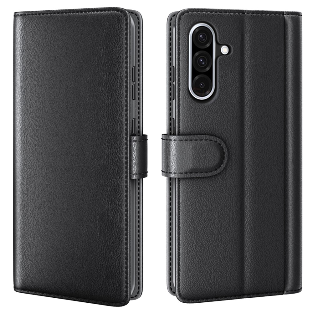  Samsung Galaxy A36 5G/A56 5G Fodral Premium Äkta Läder Svart