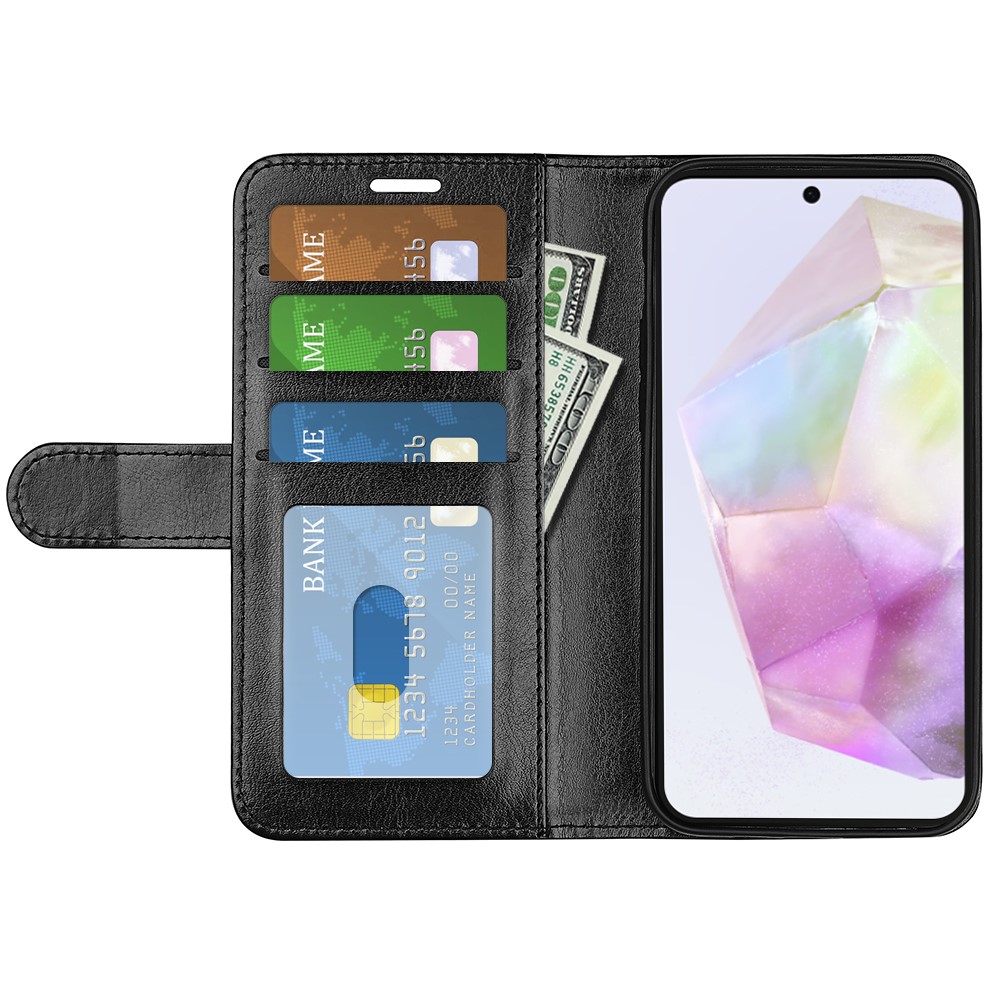  Samsung Galaxy A36 5G/A56 5G Fodral Crazy Horse Läder Svart