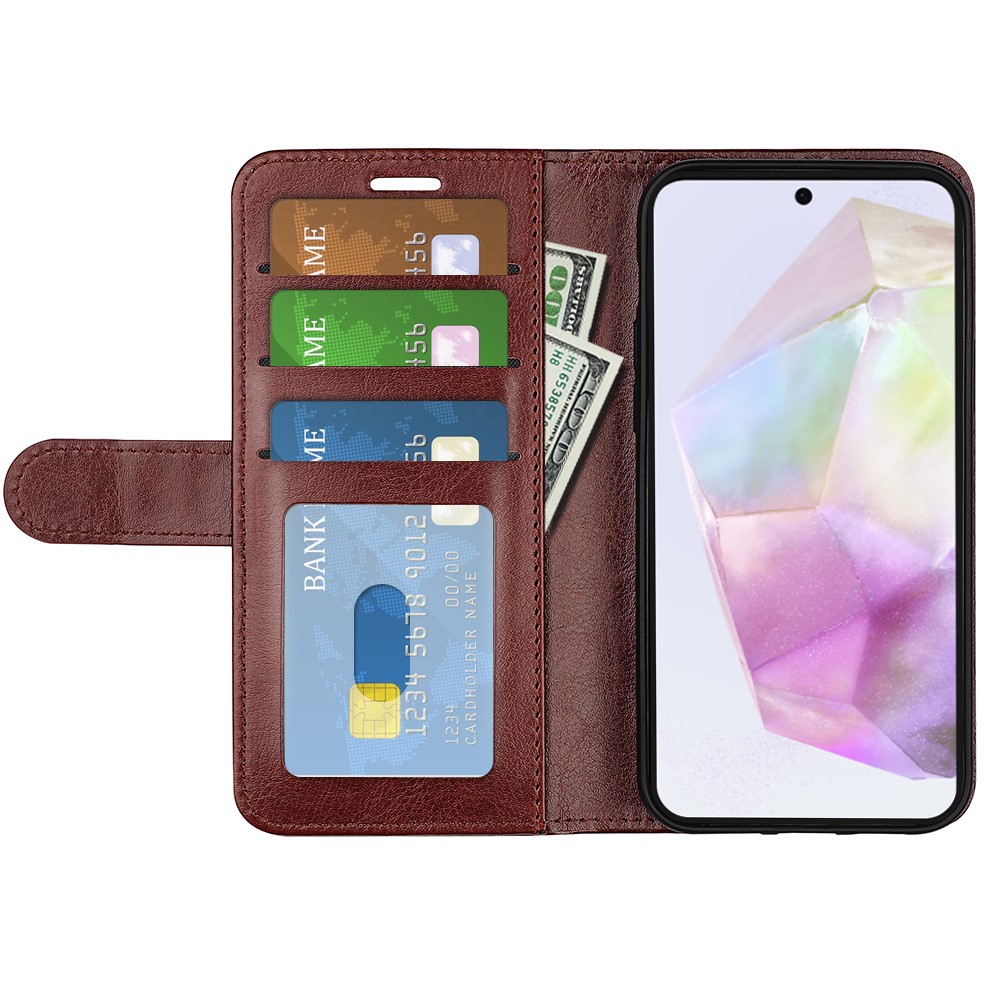  Samsung Galaxy A36 5G/A56 5G Fodral Crazy Horse Läder Brun