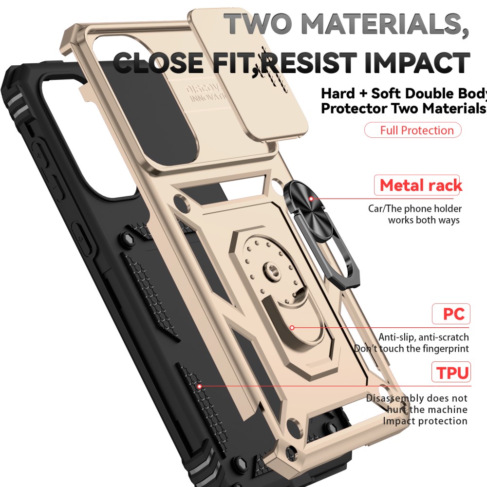  Samsung Galaxy A56 5G/A36 5G Skal CamShield Ring Hybrid Guld