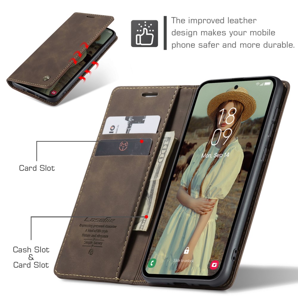 CASEME CASEME Galaxy A56 5G/A36 5G Fodral Retro Läder Mörk Brun