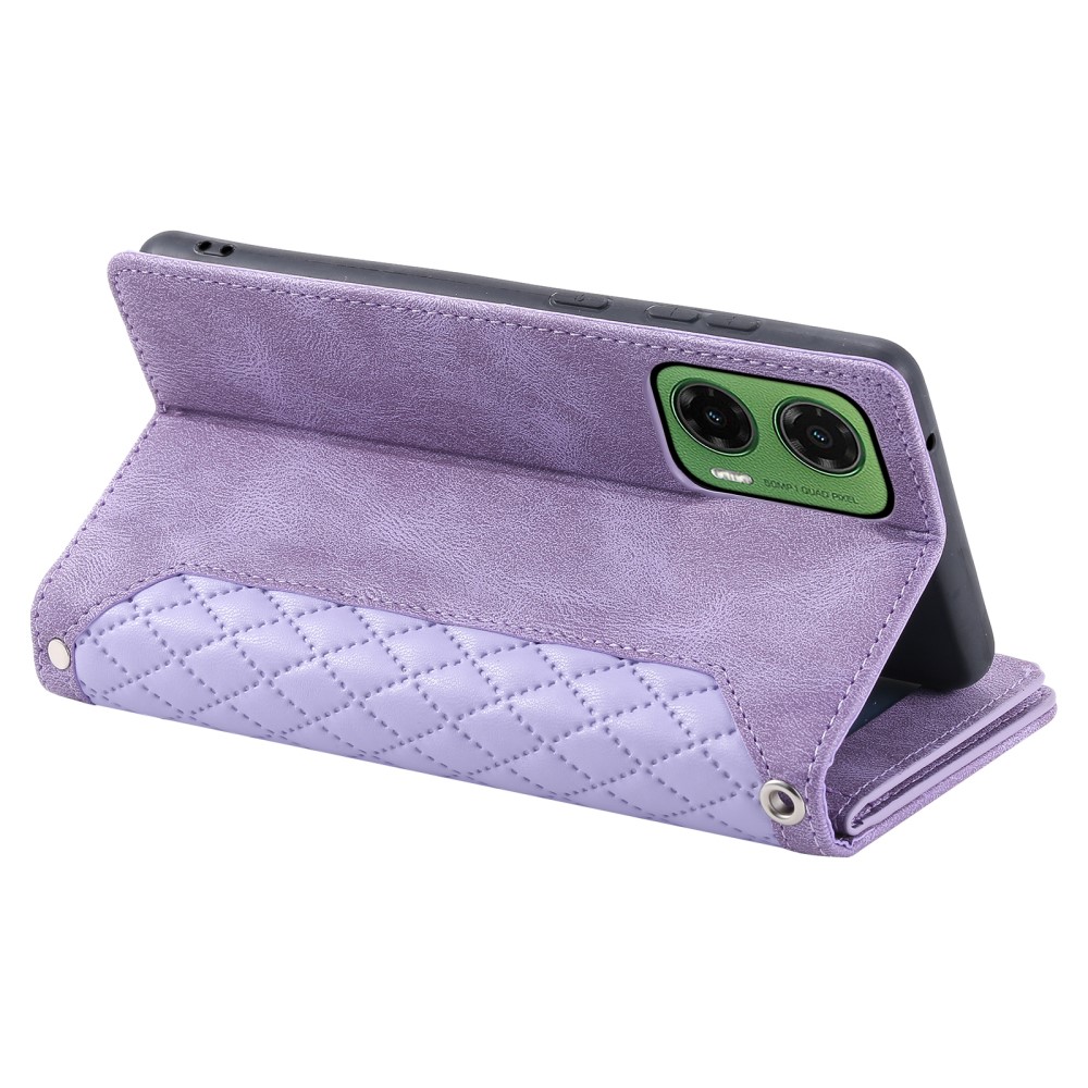  Motorola Moto G35 5G Plånboksfodral Rhombus Läder Lila