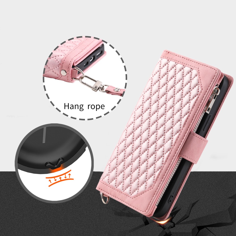  Motorola Moto G35 5G Plånboksfodral Rhombus Läder Rosa